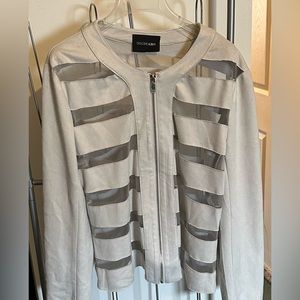 Faux suede cream (off white) jacket with sheer inserts